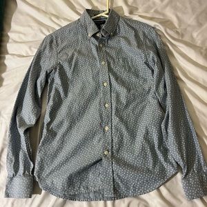 NewBanana Republic Small Slim-Fit Untucked Oxford Yarn-Dye Shirt with Bird Print